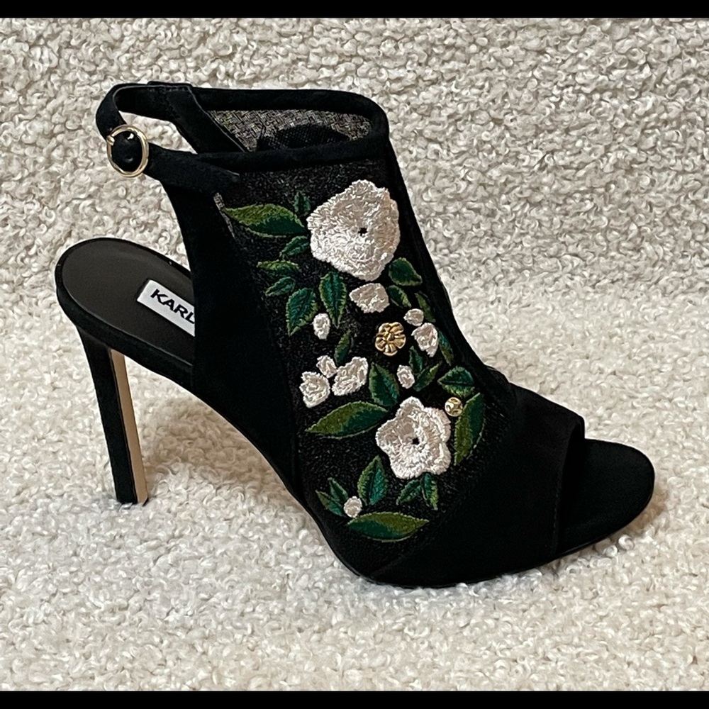Karl Lagerfeld Karter2 Mesh/Black Suede Heels